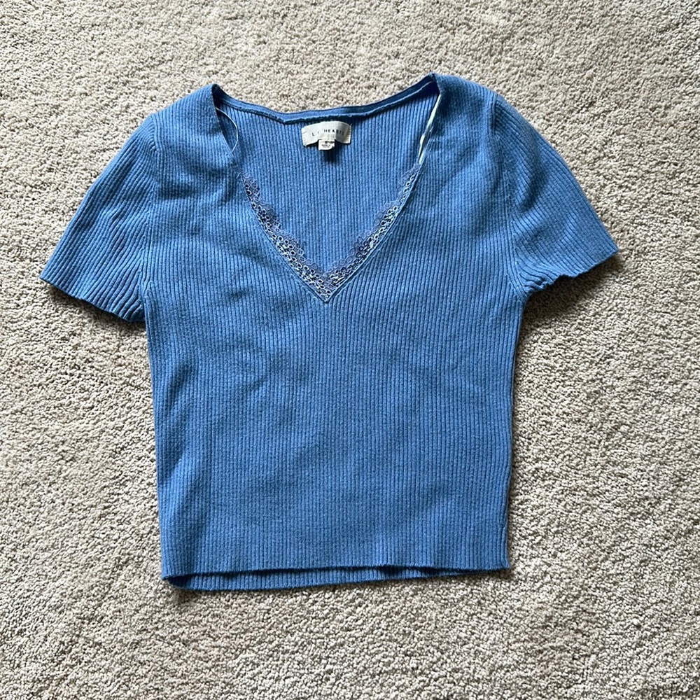 LA Hearts Blue Crop Top with Lace